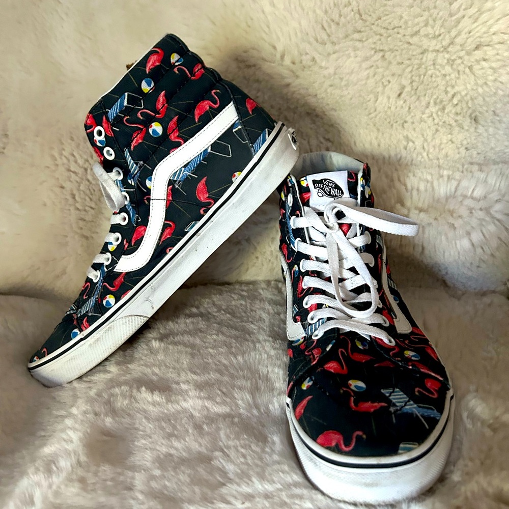 Vans high top flamingo beach design
